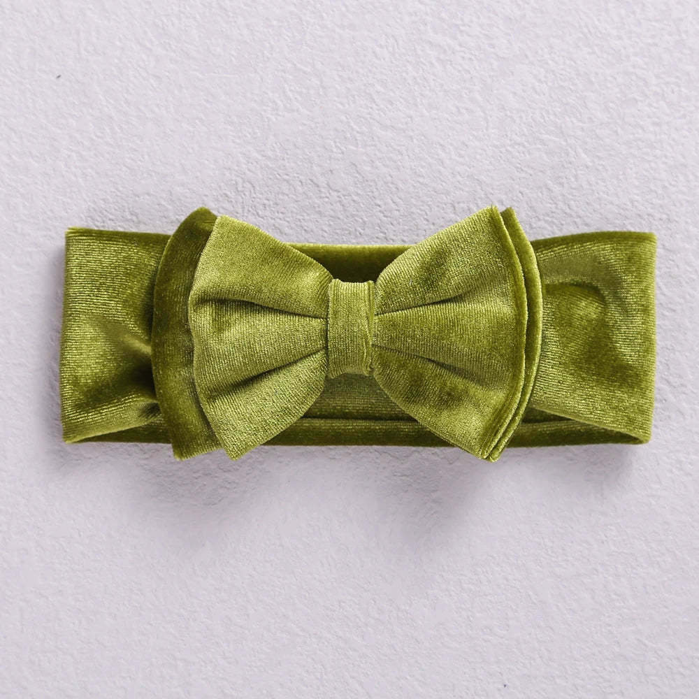 New Velvet Baby Headband Turban Big Bow Baby Girl Headband For Newborn Bow Hair Band Children Kid Solid Colors Hair Accessories