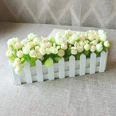 Wooden Flower Pot Fence Plant Basket Container Planter Home Garden Wedding Decor Mini Plant Pots With Bamboo White Wooden Fence