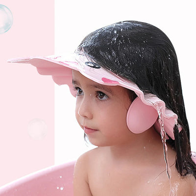 Baby Kid Shampoo Shield Head Cover Shower Cap Hair Wash Ear Protection Infant Child Cartoon Bath Safe Cap Visor Bathing Protect
