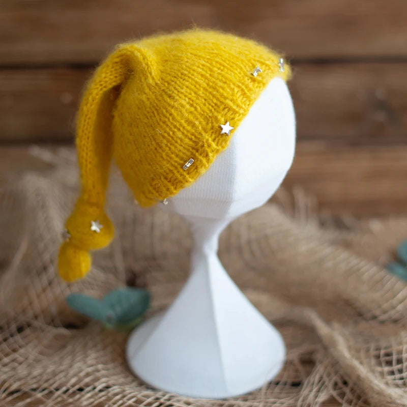 Newborn Photography Props Angola Bonnet Hand Knit Baby Hat Photo Shoot Infant fuzzy Bonnet