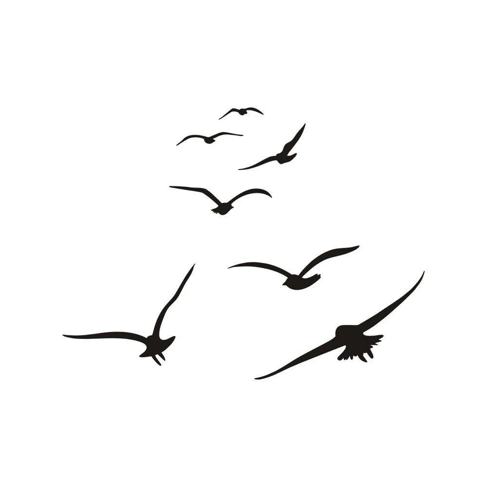 HonC A Flock Of Seabirds Wall Stickers Living Room Bedroom Home Background DIY Decoration Mural Art Decals Carved Wallpaper