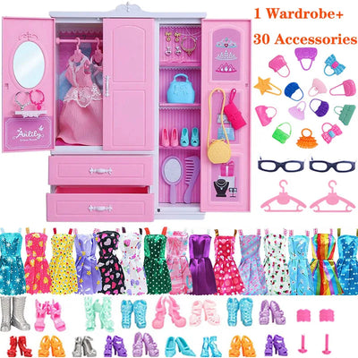 Barbies Mix Style Doll Furniture Wardrobe Bed Chair Sofa Shoe Rack Slide For Barbies Doll Accessories Kelly 1:12 Doll Girl`s Toy