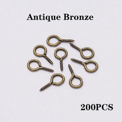 200pcs Small Tiny Eye Pins Eyepins Hooks Eyelets Screw Threaded Clasps Hooks For DIY Jewelry Making Finding Accessories Supplies