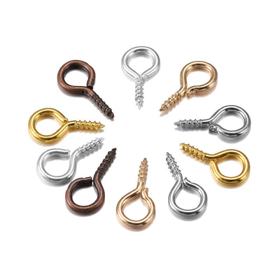 200pcs Small Tiny Eye Pins Eyepins Hooks Eyelets Screw Threaded Clasps Hooks For DIY Jewelry Making Finding Accessories Supplies