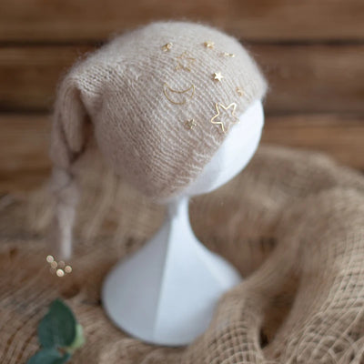 Newborn Photography Props Angola Bonnet Hand Knit Baby Hat Photo Shoot Infant fuzzy Bonnet