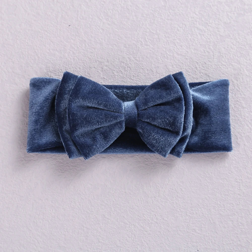 New Velvet Baby Headband Turban Big Bow Baby Girl Headband For Newborn Bow Hair Band Children Kid Solid Colors Hair Accessories