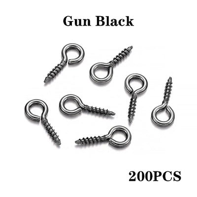200pcs Small Tiny Eye Pins Eyepins Hooks Eyelets Screw Threaded Clasps Hooks For DIY Jewelry Making Finding Accessories Supplies