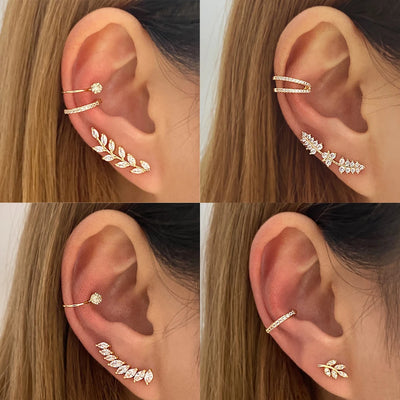 Bohemian NO Piercing Crystal Rhinestone Ear Cuff Earrings For Women Wrap Stud Clip Earrings Girl Trendy Earrings Jewelry Bijoux