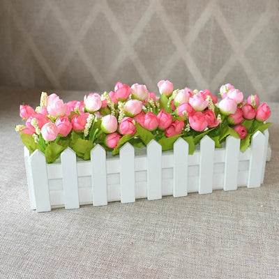 Wooden Flower Pot Fence Plant Basket Container Planter Home Garden Wedding Decor Mini Plant Pots With Bamboo White Wooden Fence
