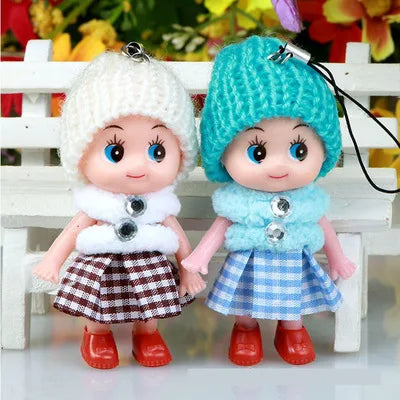 5 Pcs Kids Mini Doll Toys for Girls 8 Cm Cute Soft Plush Skirt Dolls Mobile Phone Pendant Bag Decoration Random Color
