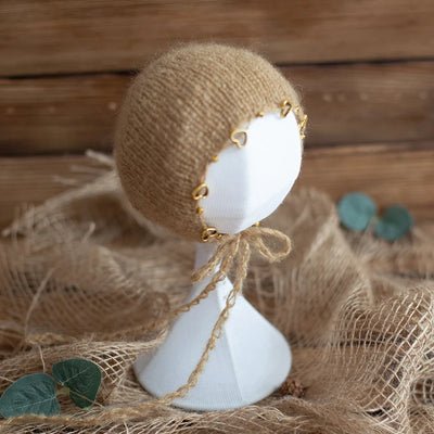 Newborn Photography Props Angola Bonnet Hand Knit Baby Hat Photo Shoot Infant fuzzy Bonnet