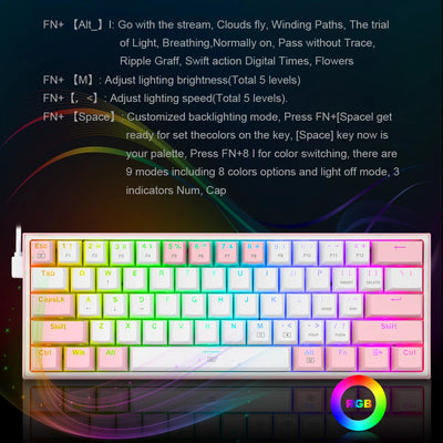 2025 K617 RGB MINI MECHANICAL GAMING KEYBOARD – 61 KEYS, RED SWITCHES, WIRED