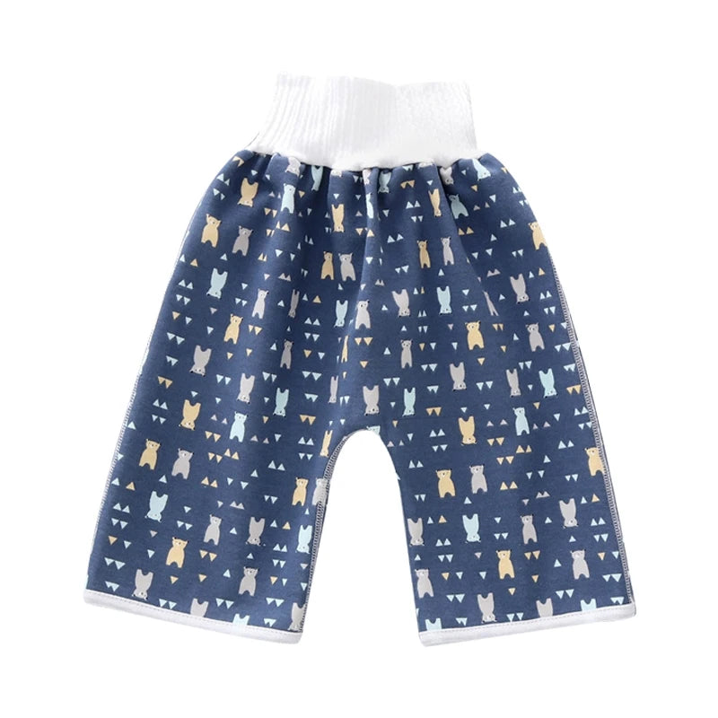2-IN-1 BABY TRAINING PANTS KIDS DIAPER WATERPROOF REUSABLE COTTON PANT SKIRTS LEAKAGE MAT COVER SLEEPING BED CLOTHES 0-12Y