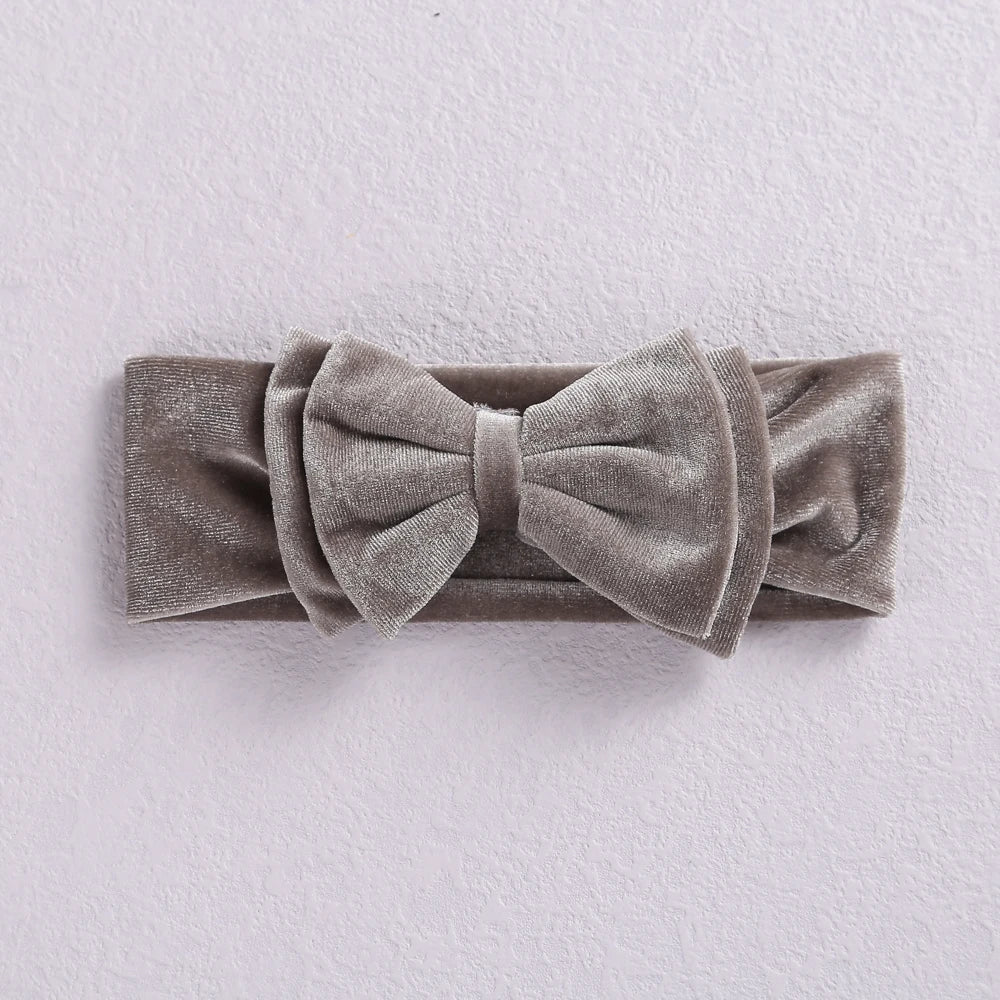 New Velvet Baby Headband Turban Big Bow Baby Girl Headband For Newborn Bow Hair Band Children Kid Solid Colors Hair Accessories