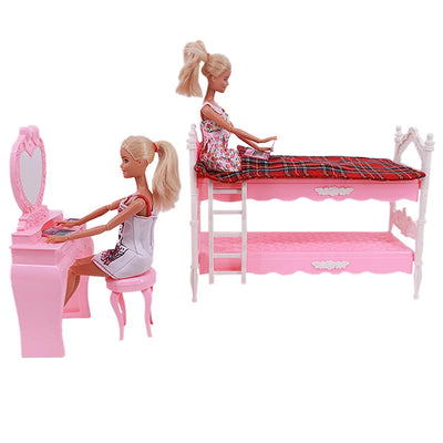 Barbies Mix Style Doll Furniture Wardrobe Bed Chair Sofa Shoe Rack Slide For Barbies Doll Accessories Kelly 1:12 Doll Girl`s Toy