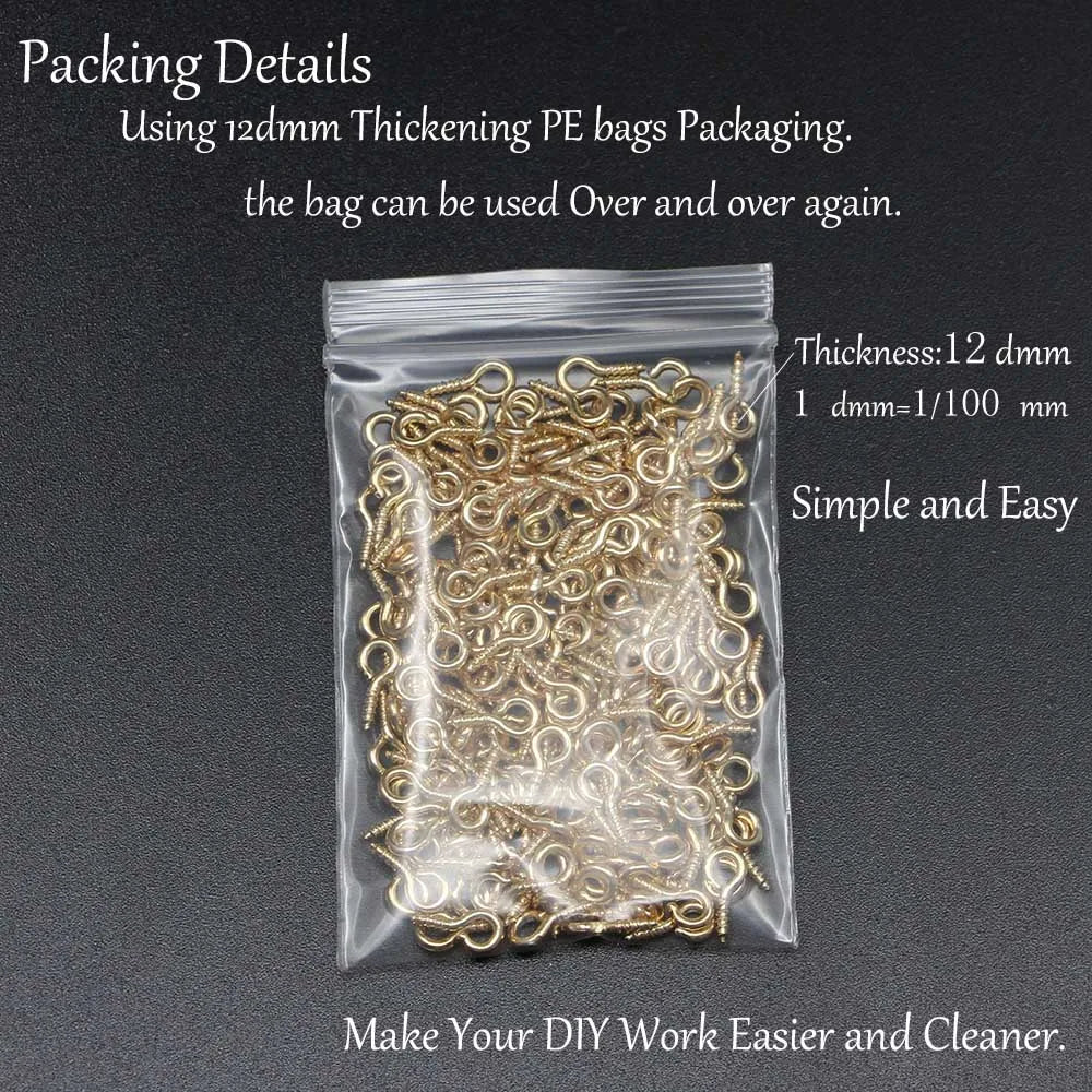 200pcs Small Tiny Eye Pins Eyepins Hooks Eyelets Screw Threaded Clasps Hooks For DIY Jewelry Making Finding Accessories Supplies