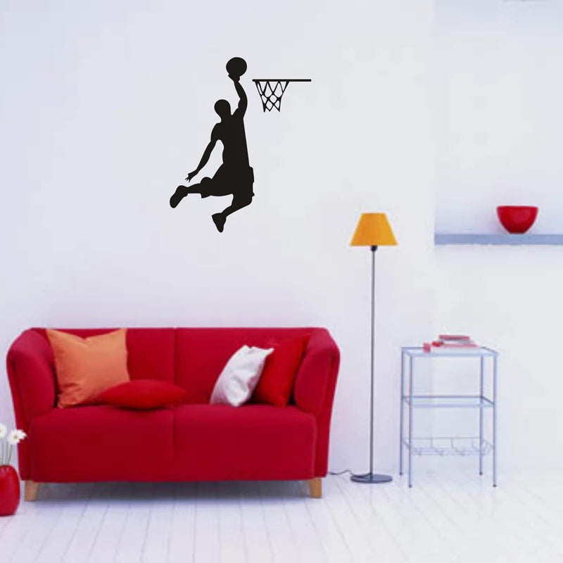 Cartoon Basketball Player Dunk wall Sticker for home decorative Vinyl Living Room wall decor decals Switch Stickers