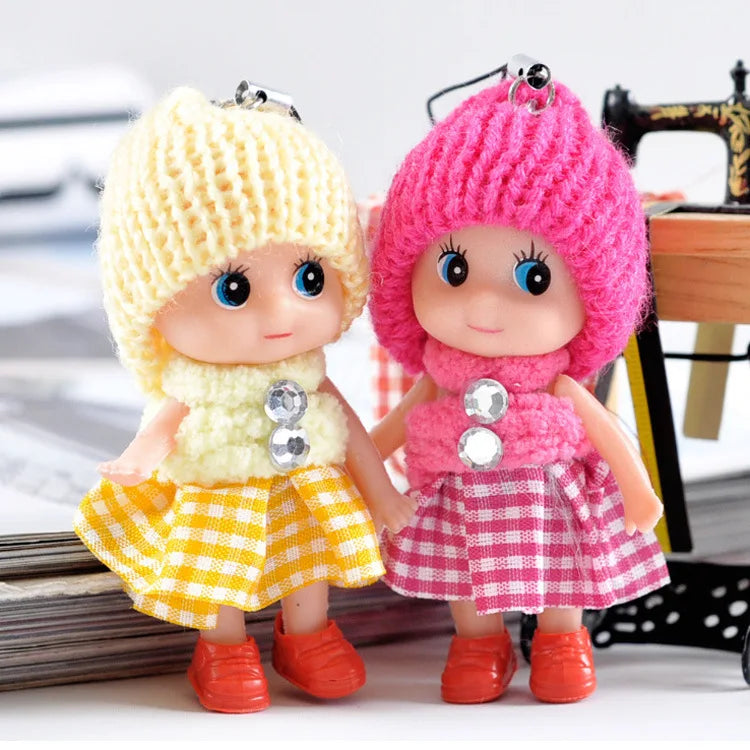 5 Pcs Kids Mini Doll Toys for Girls 8 Cm Cute Soft Plush Skirt Dolls Mobile Phone Pendant Bag Decoration Random Color