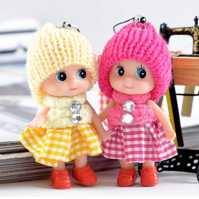 5 Pcs Kids Mini Doll Toys for Girls 8 Cm Cute Soft Plush Skirt Dolls Mobile Phone Pendant Bag Decoration Random Color