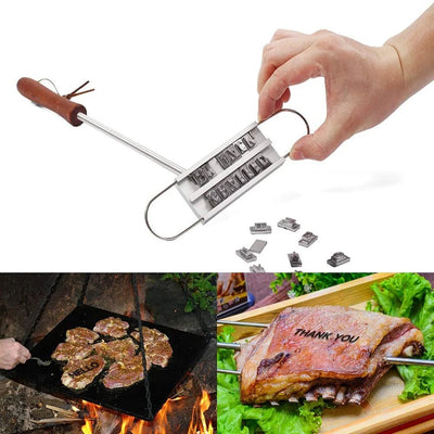 C3 Bbq Branding Iron 55letters Diy Barbecue Letter Printed Bbq Steak Meat Grill Forks Barbecue Tools Accessories Kitchen Stuff