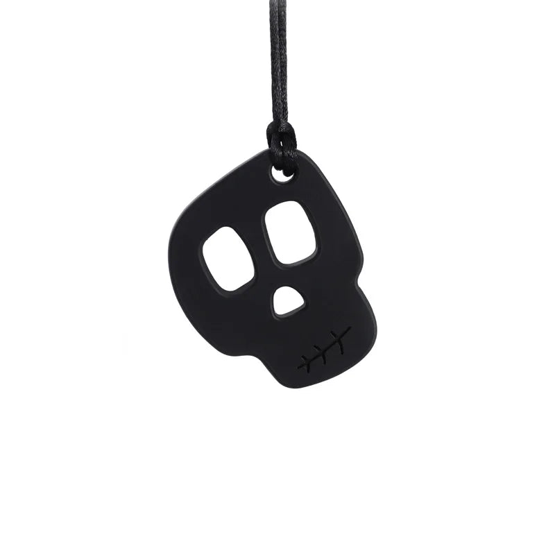 Baby Silicone Dinosaur Skull Chew Necklace Teether Relieve Stress Sensory Chewelry kid Toy Autism Therapy Tool Special Need ADHD