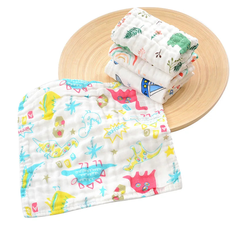 2 Pcs/Lot Baby Towel Handkerchief Hand Face Bath Feeding Gauze Cotton Towels Muslin Square Cloth Wipes for Boys Girls  25*25 cm
