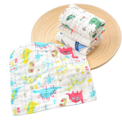 2 Pcs/Lot Baby Towel Handkerchief Hand Face Bath Feeding Gauze Cotton Towels Muslin Square Cloth Wipes for Boys Girls  25*25 cm