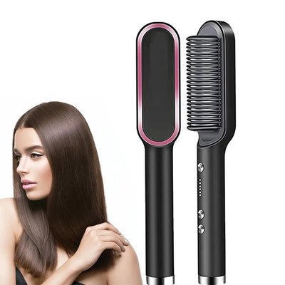 Hair Straightener Ceramic Hot Comb 2_in_1_Electric_Straighten_Hair_Brush_Negative_Ion_Fast_Heating_Styling_Tool ﻿