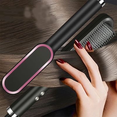 Hair Straightener Ceramic Hot Comb 2_in_1_Electric_Straighten_Hair_Brush_Negative_Ion_Fast_Heating_Styling_Tool ﻿