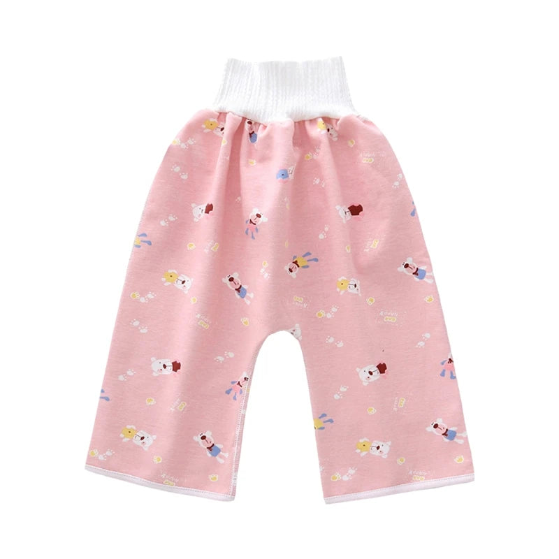 2-IN-1 BABY TRAINING PANTS KIDS DIAPER WATERPROOF REUSABLE COTTON PANT SKIRTS LEAKAGE MAT COVER SLEEPING BED CLOTHES 0-12Y