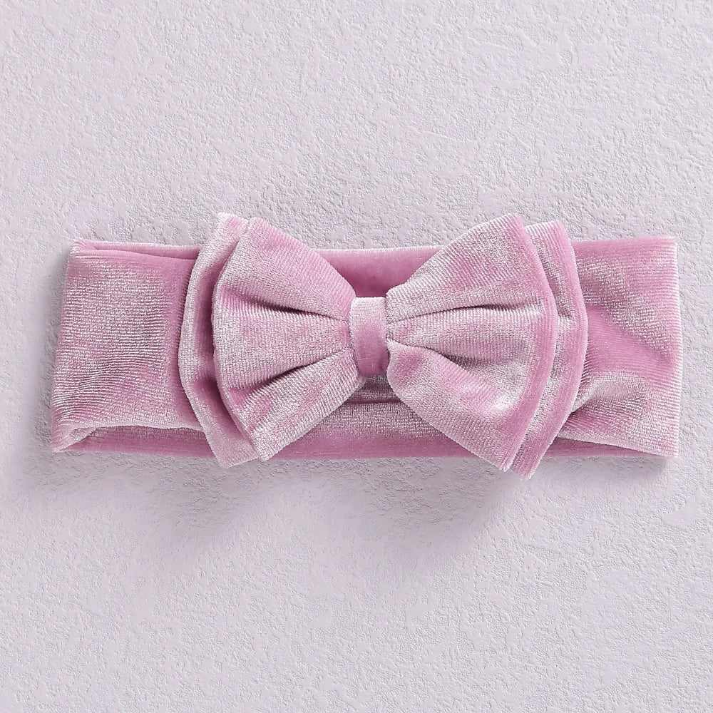 New Velvet Baby Headband Turban Big Bow Baby Girl Headband For Newborn Bow Hair Band Children Kid Solid Colors Hair Accessories