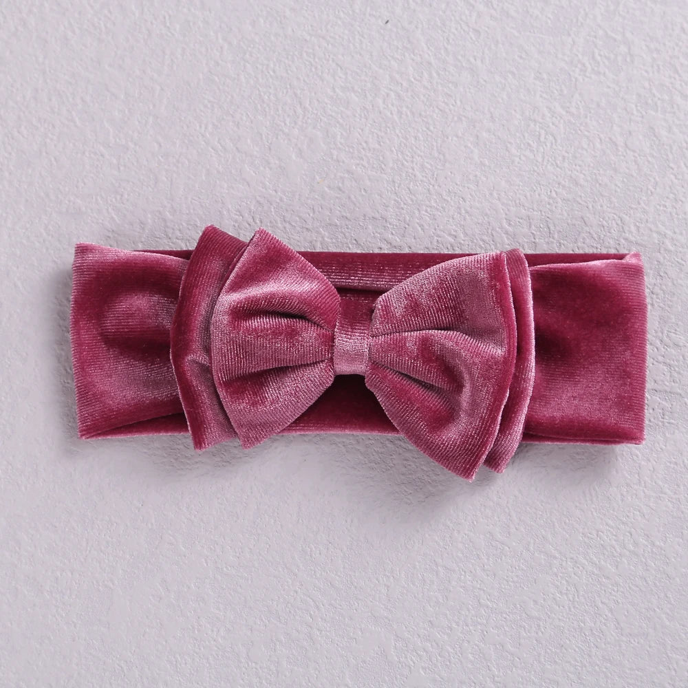 New Velvet Baby Headband Turban Big Bow Baby Girl Headband For Newborn Bow Hair Band Children Kid Solid Colors Hair Accessories