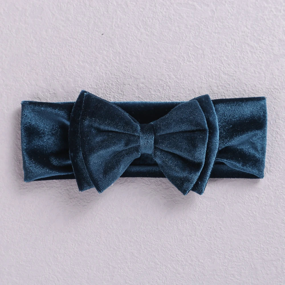 New Velvet Baby Headband Turban Big Bow Baby Girl Headband For Newborn Bow Hair Band Children Kid Solid Colors Hair Accessories