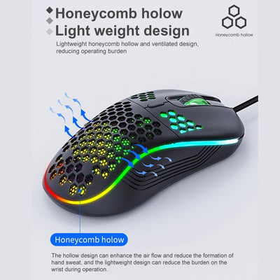 USB Wired Gaming Mouse Mechanical Mice USB Luminous Light Mouse 7200DPI Adjustable Optical Gamer Mice for PC Computer Game