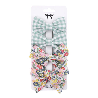 4PCS/SET LEOPARD DOT PRINT BOWKNOT HAIR BOW CLIPS BABY GIRLS LACE COTTON LINEN BARRETTES SAFETY HAIRPINS HEADWEAR ACCESSORIES