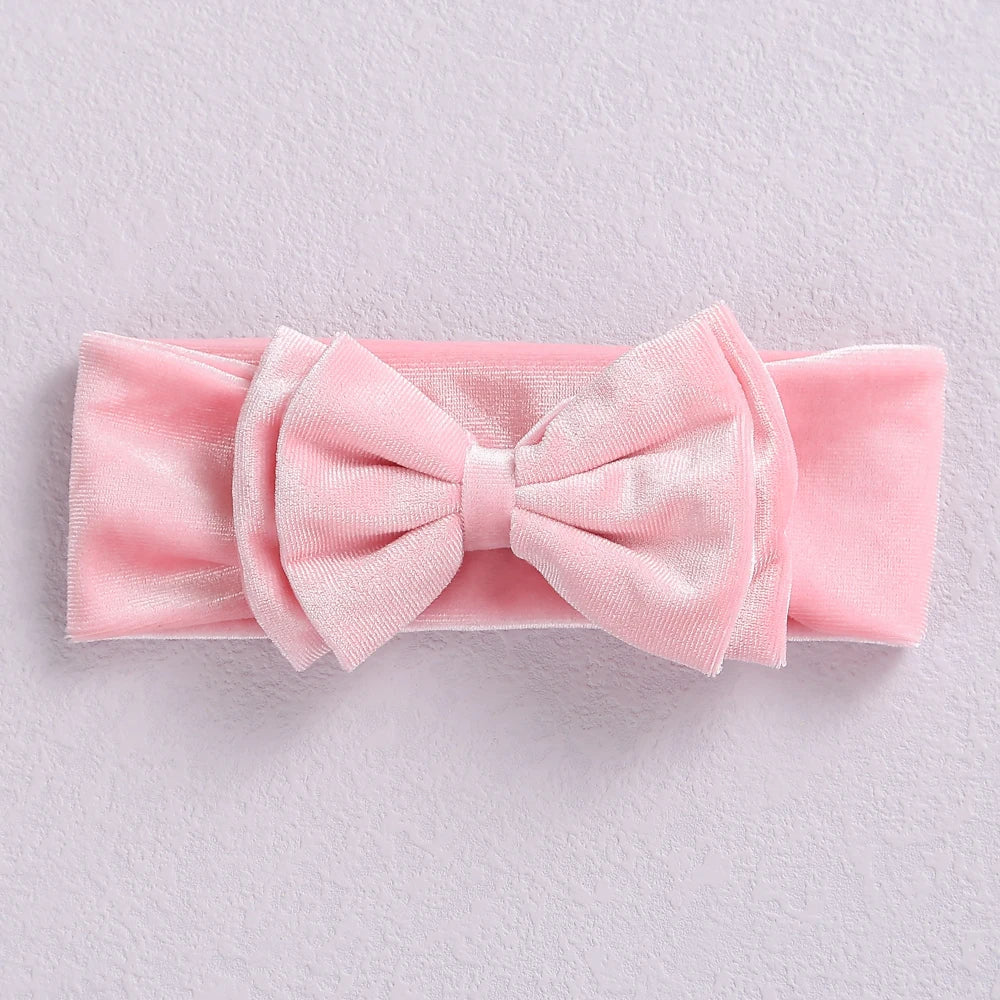 New Velvet Baby Headband Turban Big Bow Baby Girl Headband For Newborn Bow Hair Band Children Kid Solid Colors Hair Accessories