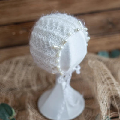 Newborn Photography Props Angola Bonnet Hand Knit Baby Hat Photo Shoot Infant fuzzy Bonnet