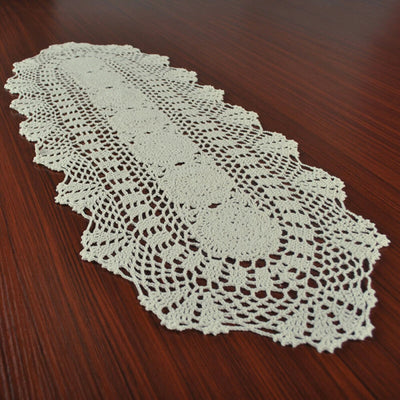 Vintage Crocheted Lace Table Runner Cotton Floral Tablecloth Decorative Tablecloth Dining Table Cover Wedding Hotel Home Decor