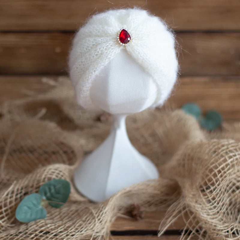 Newborn Photography Props Angola Bonnet Hand Knit Baby Hat Photo Shoot Infant fuzzy Bonnet