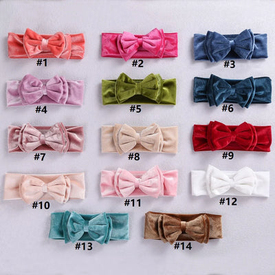 New Velvet Baby Headband Turban Big Bow Baby Girl Headband For Newborn Bow Hair Band Children Kid Solid Colors Hair Accessories