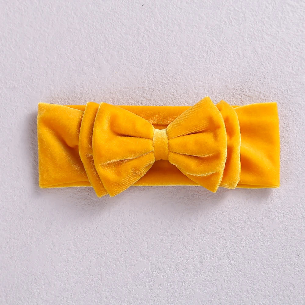 New Velvet Baby Headband Turban Big Bow Baby Girl Headband For Newborn Bow Hair Band Children Kid Solid Colors Hair Accessories