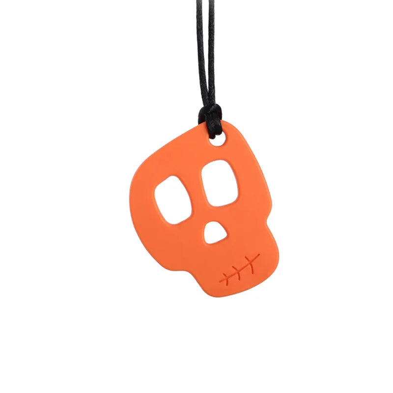 Baby Silicone Dinosaur Skull Chew Necklace Teether Relieve Stress Sensory Chewelry kid Toy Autism Therapy Tool Special Need ADHD