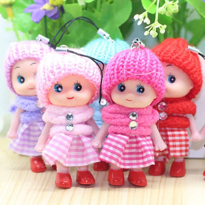 5 Pcs Kids Mini Doll Toys for Girls 8 Cm Cute Soft Plush Skirt Dolls Mobile Phone Pendant Bag Decoration Random Color