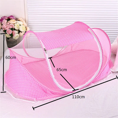 BABY MOSQUITO NETTING FOLDING CRIB BEDDING WITH MATTRESS & PILLOW, TRAVEL BED SUPPLIES FOR BABY (0-3 YEARS OLD)