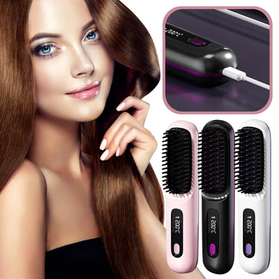 Portable_Straightening_Brush, LCD_Straightener_Rechargeable_And_Cordless_Straightening_Brush_Comb_Hair_care_Perfect_Gifts