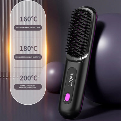 Portable_Straightening_Brush, LCD_Straightener_Rechargeable_And_Cordless_Straightening_Brush_Comb_Hair_care_Perfect_Gifts