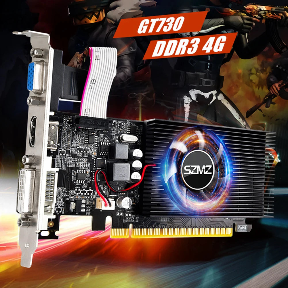 GT730 4GB DDR3 Video Card GT 730 Graphics Card HD VGA DVI Port PCI-E2.0 16X Computer Gaming Graphics Cards Mute Fan GT610 1G/2G