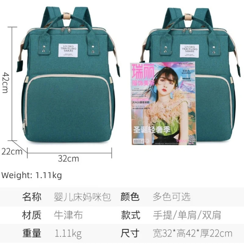 Large Capacity Foldable Crib Bag Portable Mummy Backpack Upgraded Version of Mummy Bag Multifunctional Outdoor Folding Mummy Bag