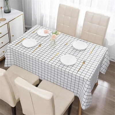 Nordic Style Grid Printed Household Waterproof  Oil Resistant Dining Table Cloth Table Cover Party Decoration Rectangular