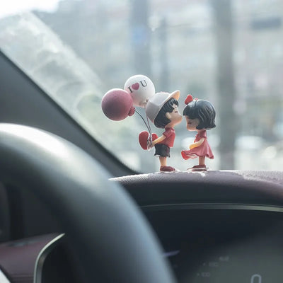 2PCS CUTE COUPLE CAR ORNAMENTS – KISSING BALLOON LOVERS DASHBOARD DECORATION & AUTO INTERIOR ACCESSORIES
